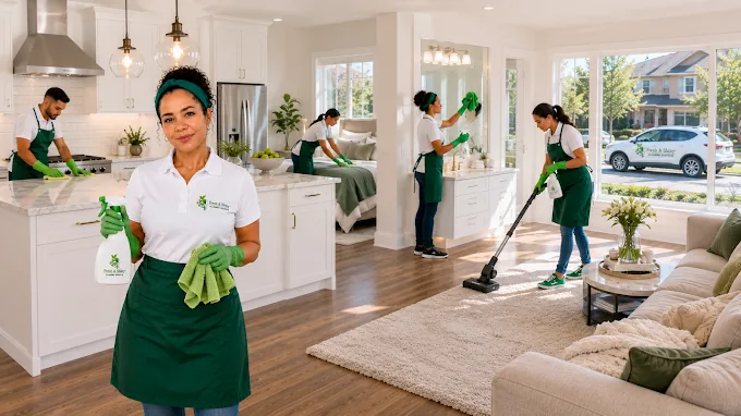 Fresh & Shiny cleaning professionals working in a bright residential home in Durham Region